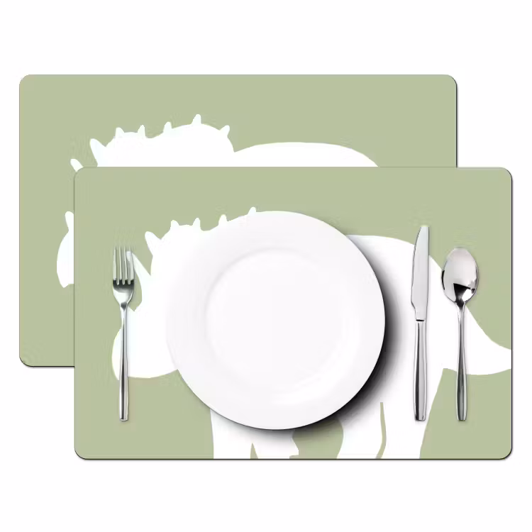 Placemat vinyl - Dino - Triceratops - Dinosaurus - Groen — 2