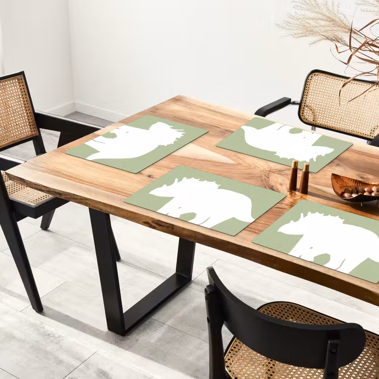 Placemat vinyl - Dino - Triceratops - Dinosaurus - Groen — 4
