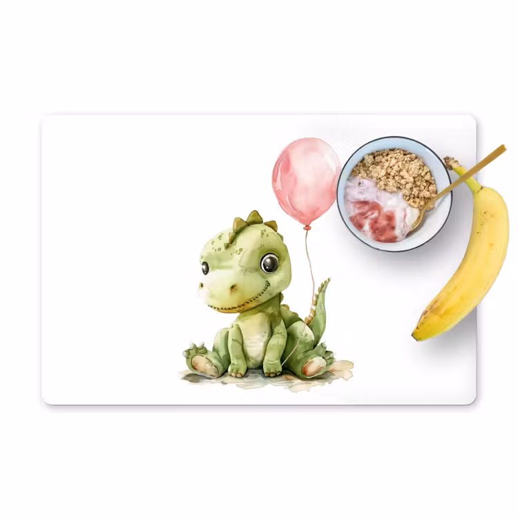 Placemat vinyl - Draak - Baby dier - Roze ballon — 1
