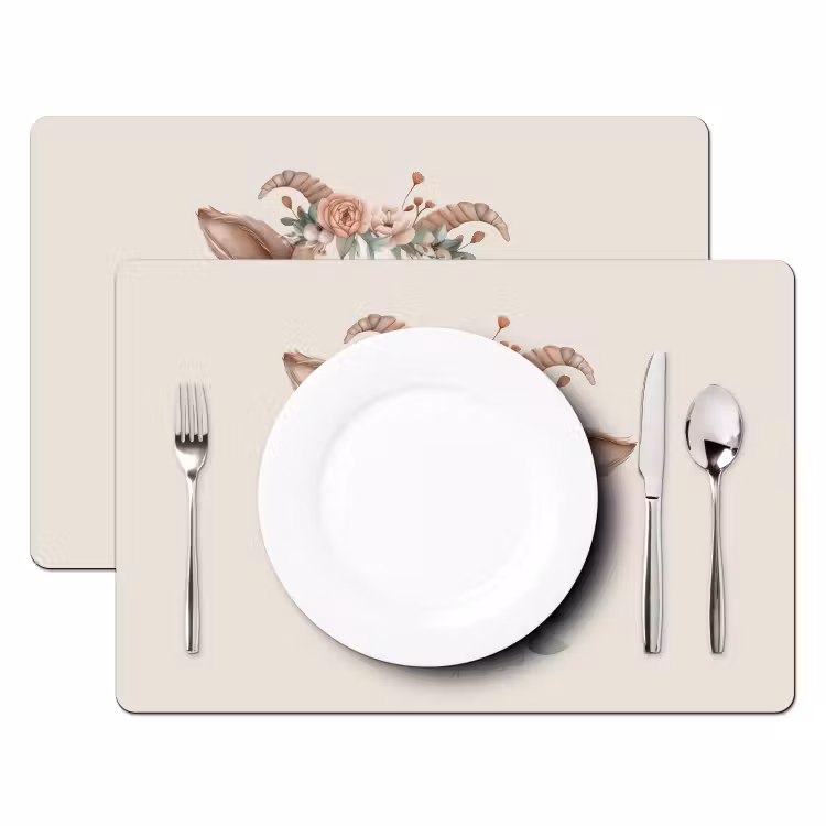 Placemat vinyl - Geit - Dier - Bohemian - Bloemen - Boho — 2