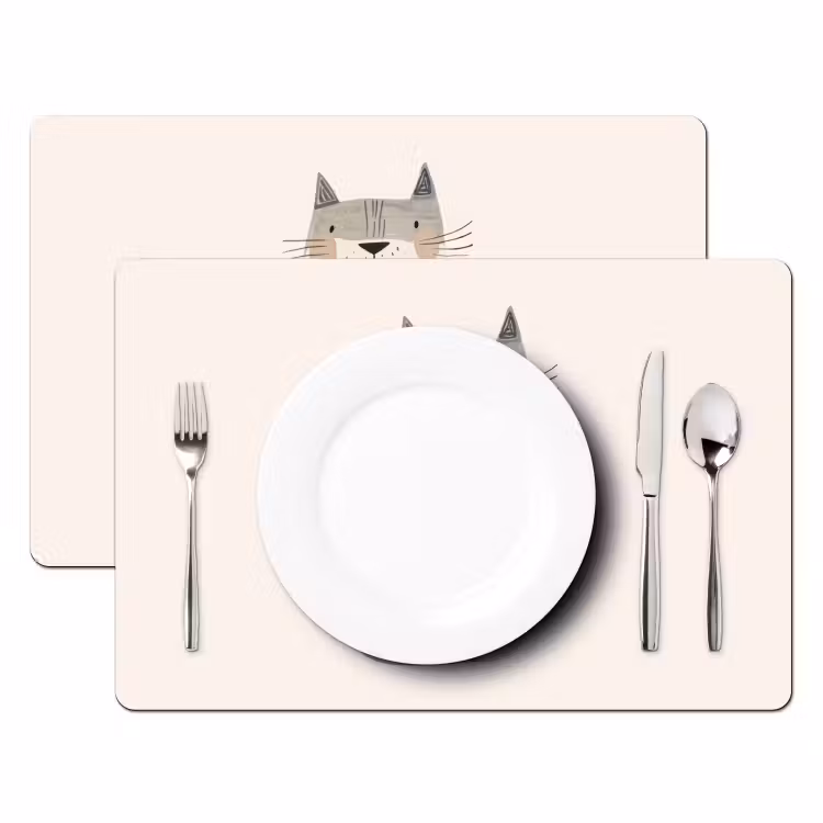 Placemat vinyl - Kat - Dieren - Beige — 2