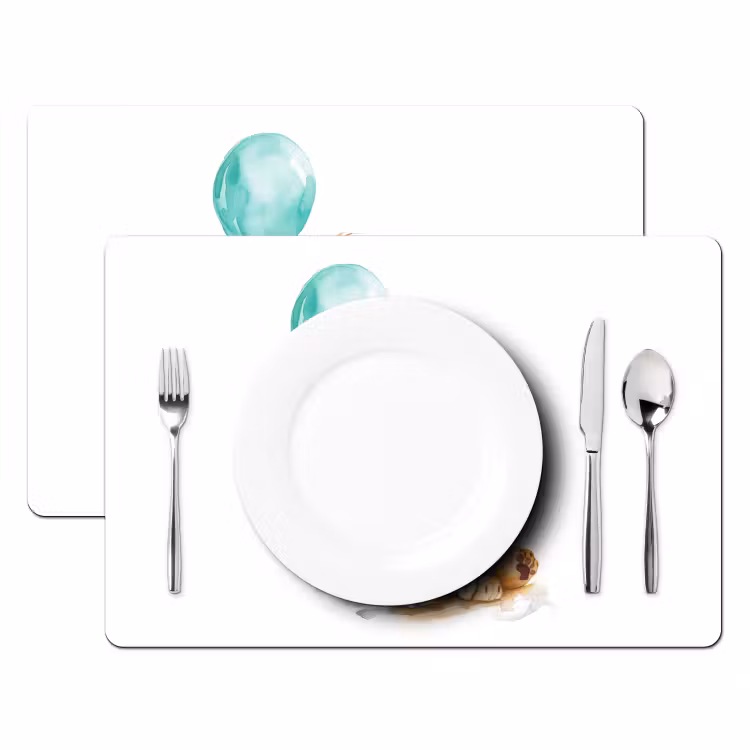 Placemat vinyl - Leeuw - Baby dier - Blauwe ballon — 2
