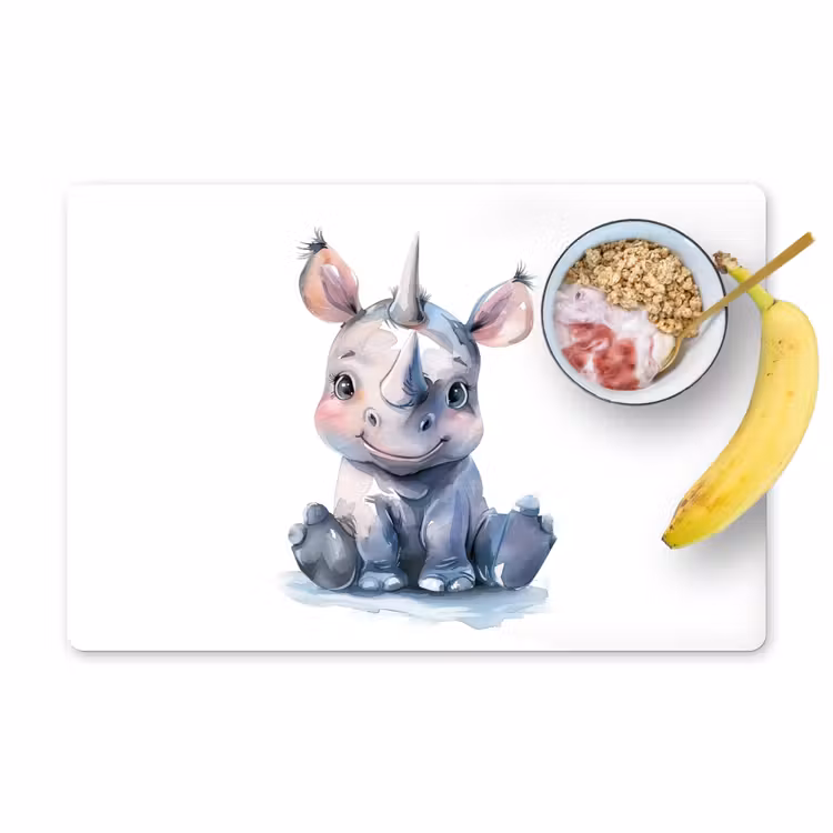 Placemat vinyl - Neushoorn - Baby dier - Dieren — 1