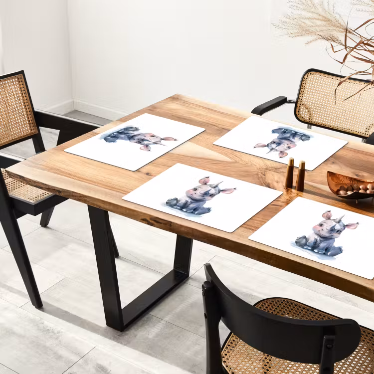 Placemat vinyl - Neushoorn - Baby dier - Dieren — 4