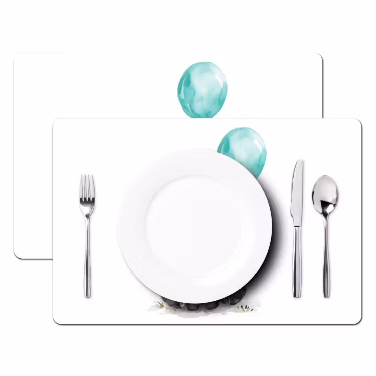 Placemat vinyl - Zebra - Baby dier - Blauwe ballon — 2