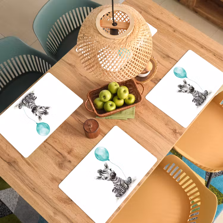 Placemat vinyl - Zebra - Baby dier - Blauwe ballon — 3