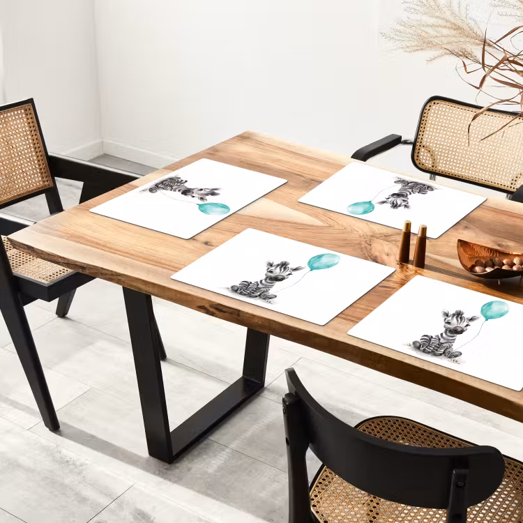 Placemat vinyl - Zebra - Baby dier - Blauwe ballon — 4