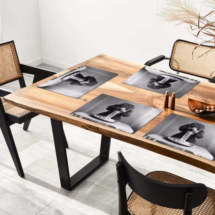Placemat vinyl - Poedel - Hond - Zwart - Wit - Schattig - Pasta — 4