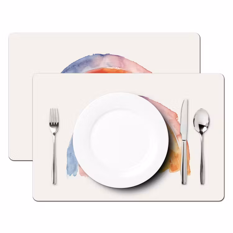 Placemat vinyl - Regenboog - Watercolor - Kleurrijk — 2