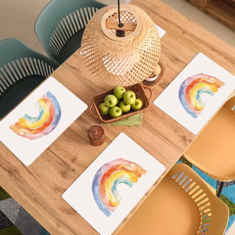 Placemat vinyl - Regenboog - Watercolor - Kleurrijk — 3