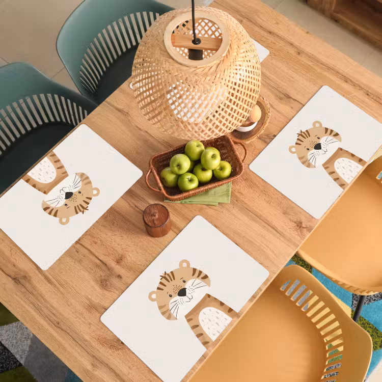 Placemat vinyl - Tijger - Wilde dieren - Pastel — 3