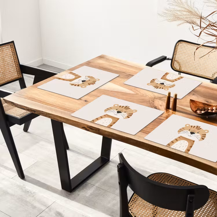 Placemat vinyl - Tijger - Wilde dieren - Pastel — 4