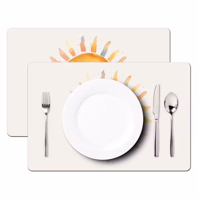 Placemat vinyl - Zon - Watercolor - Geel — 2