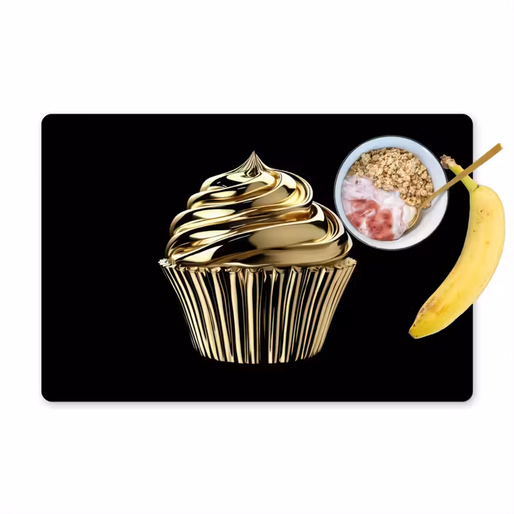 Placemat vinyl - Cupcake - Eten - Goud - Zwart — 1