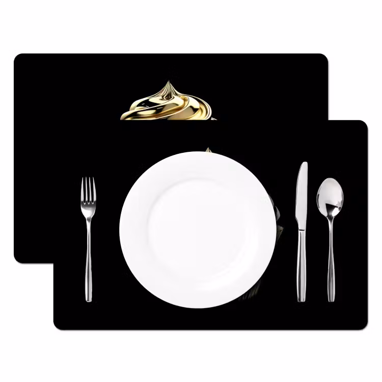 Placemat vinyl - Cupcake - Eten - Goud - Zwart — 2
