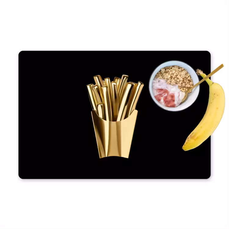 Placemat vinyl - Friet - Goud - Chrome - Eten — 1