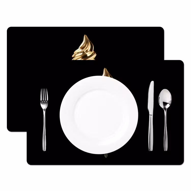 Placemat vinyl - Ijs - Goud - Zwart - Eten — 2