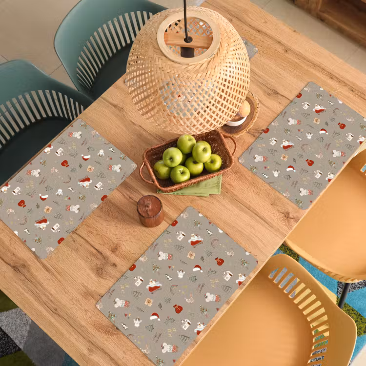 Placemat vinyl - Kerst - Patronen - Kerstboom - Dieren - Feestdagen — 3