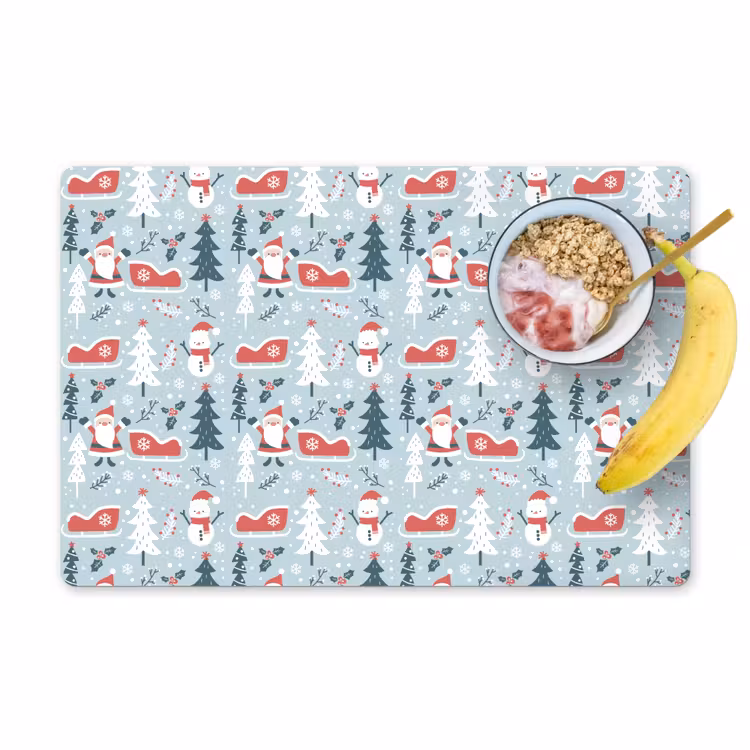 Placemat vinyl - Kerst - Sneeuwpop - Winter - Kerstbomen - Feest — 1
