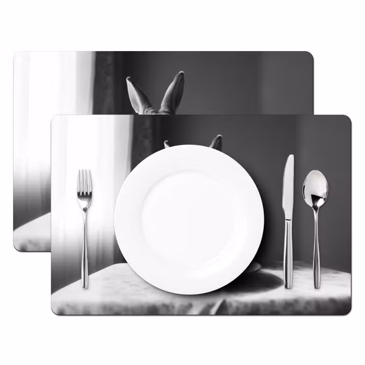 Placemat vinyl - Konijn - Bunny - Zonnebril - Tafelkleed - Pasta - Schattig — 2