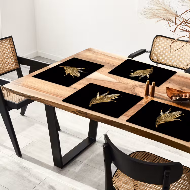 Placemat vinyl - Mais - Eten - Goud - Zwart — 4