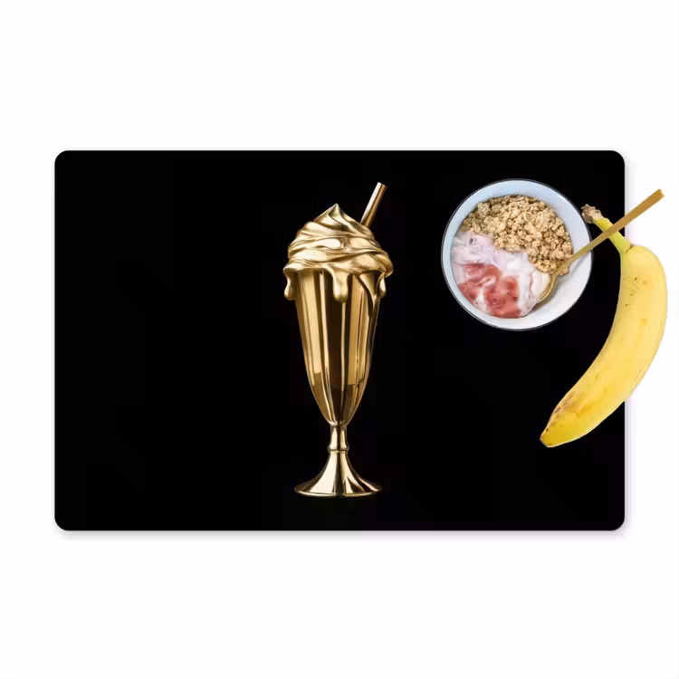 Placemat vinyl - Milkshake - Goud - Drinken - Zwart — 1