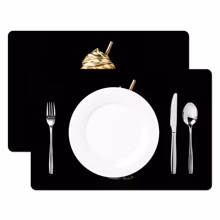 Placemat vinyl - Milkshake - Goud - Drinken - Zwart — 2