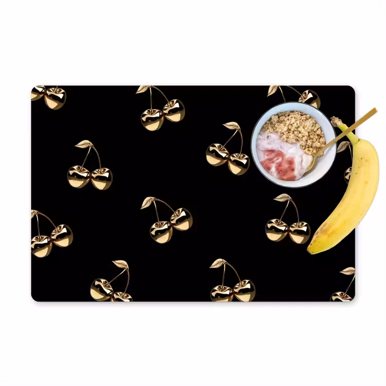 Placemat vinyl - Patroon - Kersen - Goud - Chrome — 1