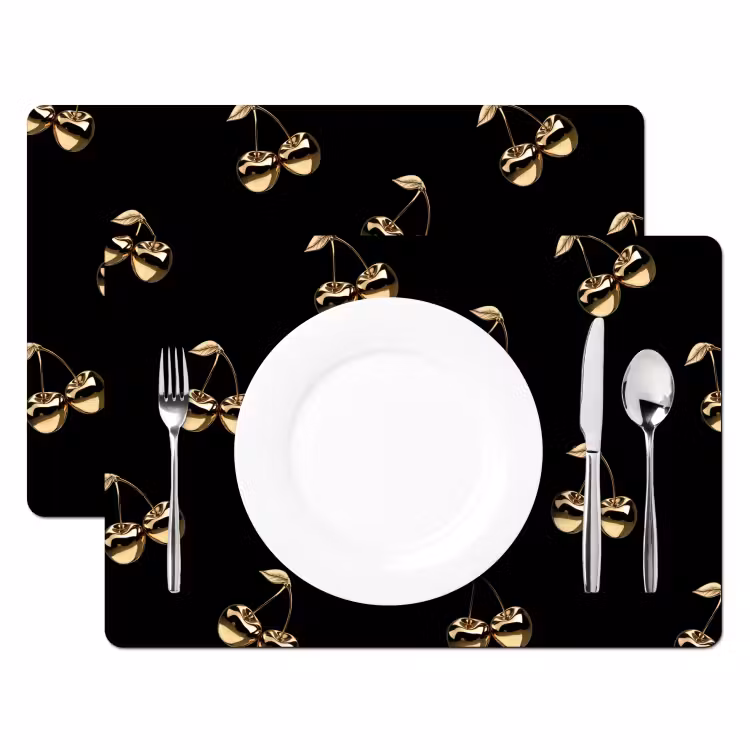 Placemat vinyl - Patroon - Kersen - Goud - Chrome — 2