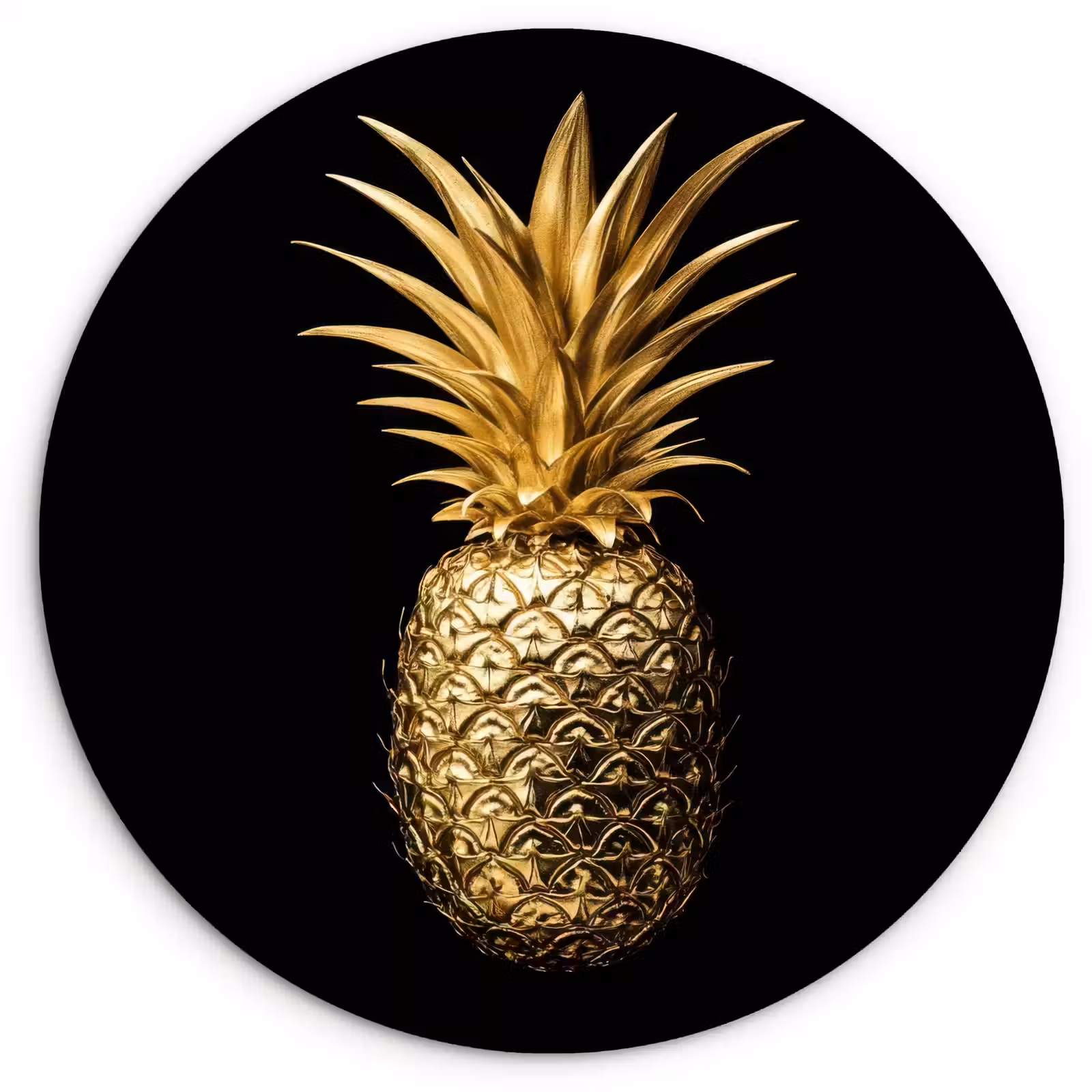 Muurcirkel - Ananas - Zwart - Goud - Luxe — 1