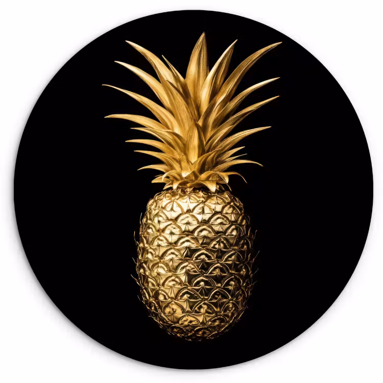 Muurcirkel - Ananas - Zwart - Goud - Luxe — 1