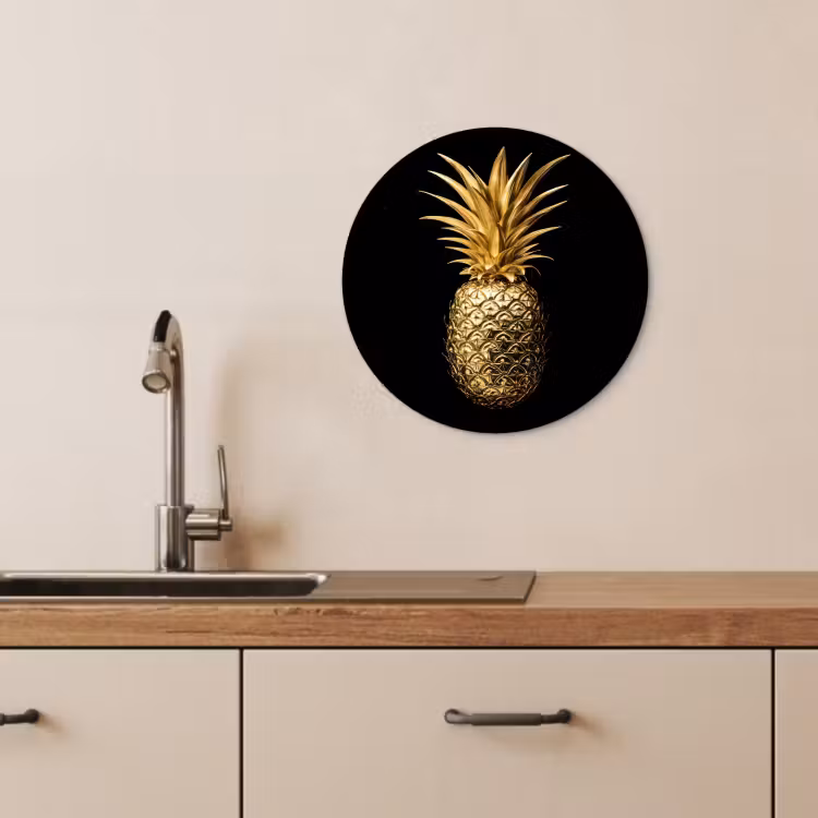 Muurcirkel - Ananas - Zwart - Goud - Luxe — 2