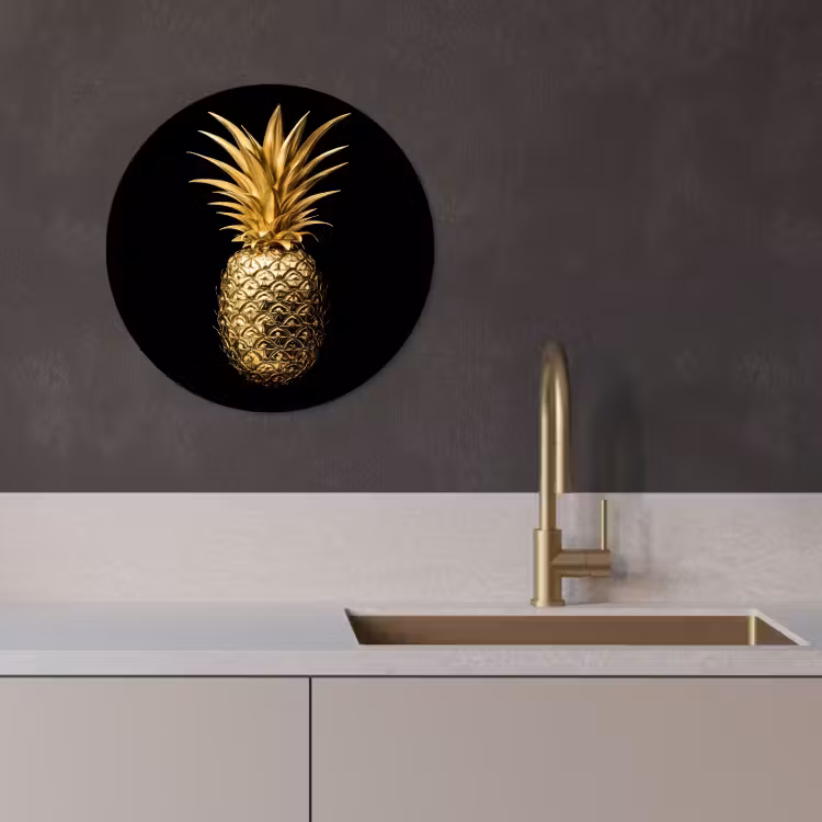 Muurcirkel - Ananas - Zwart - Goud - Luxe — 4