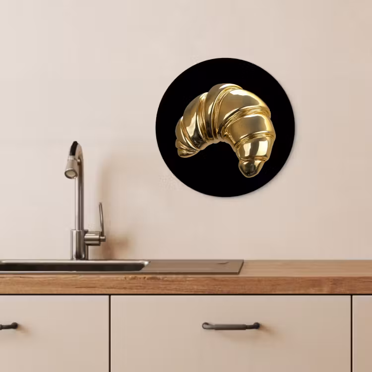 Muurcirkel - Croissant - Brood - Goud - Zwart — 3