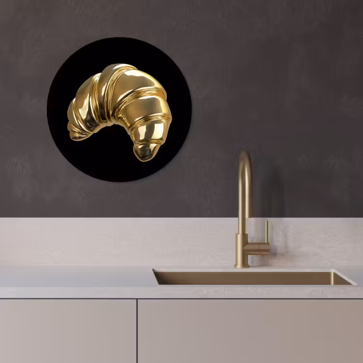 Muurcirkel - Croissant - Brood - Goud - Zwart — 4