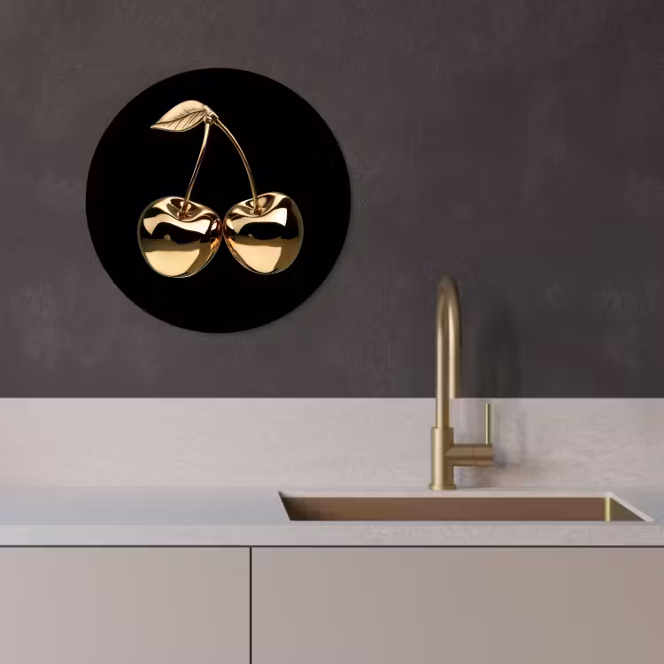 Muurcirkel - Kersen - Zwart - Goud - Chrome — 2