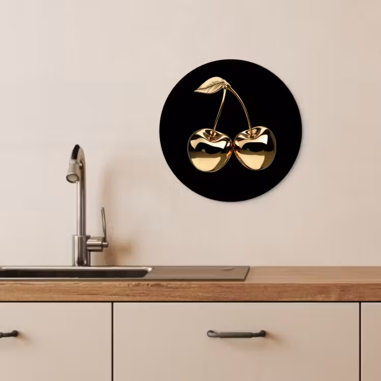 Muurcirkel - Kersen - Zwart - Goud - Chrome — 4