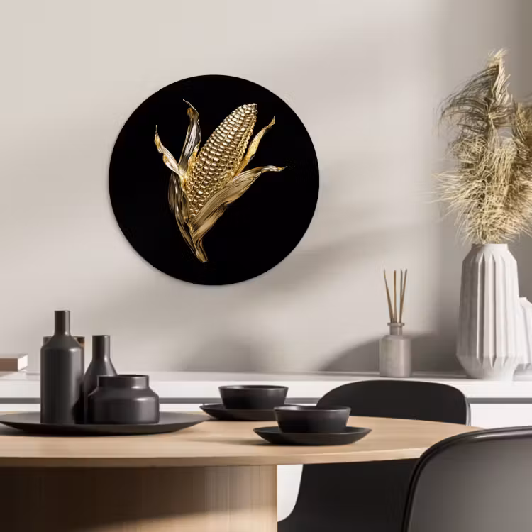 Muurcirkel - Mais - Eten - Goud - Zwart — 2