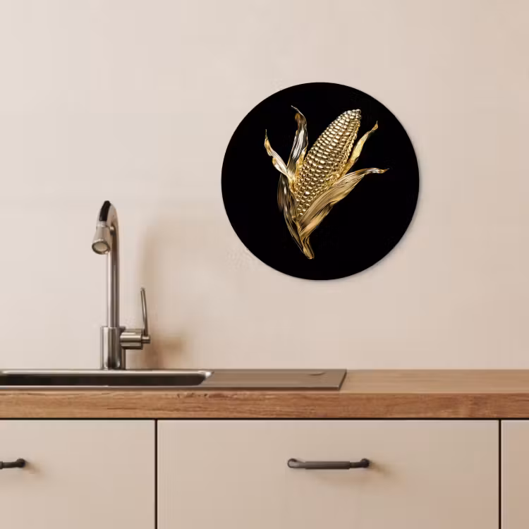 Muurcirkel - Mais - Eten - Goud - Zwart — 4