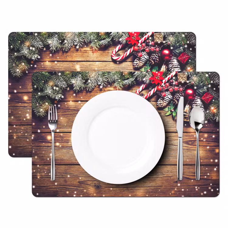 Placemat vinyl - Dennentak - Zuurstok - Kerst - Stilleven — 2
