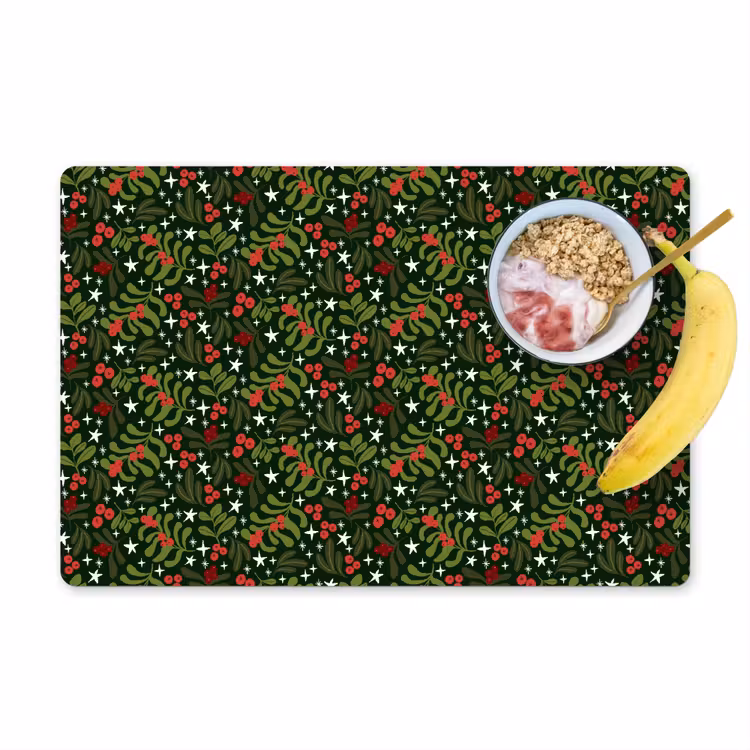 Placemat vinyl - Kerst - Dennentak - Groen - Patroon — 1