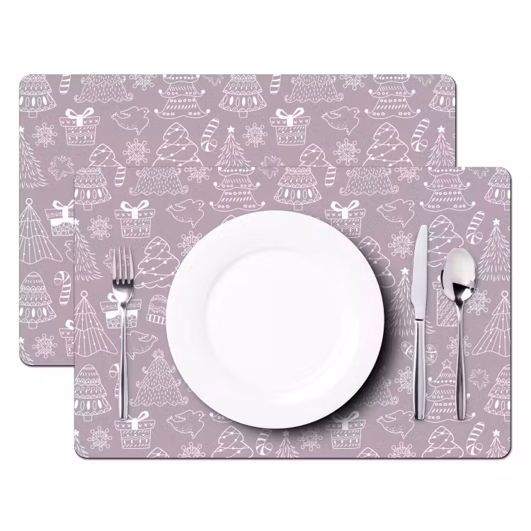 Placemat vinyl - Kerst - Kerstboom - Patroon - Winter - Zuurstok — 2