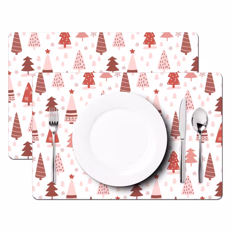 Placemat vinyl - Kerstboom - Pastel - Kerst - Patronen — 2