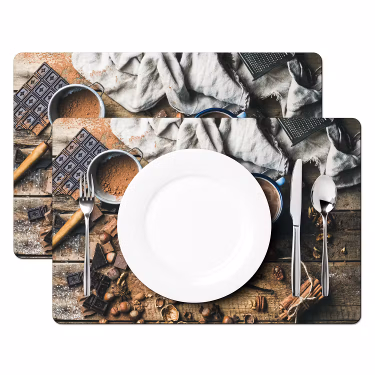 Placemat vinyl - Stilleven - Chocolade - Kaneel - Mok - Kerst — 2