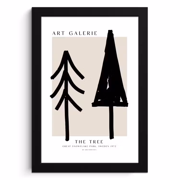 Poster met lijst - Bomen - Kerst - Zwart - Feest — 1