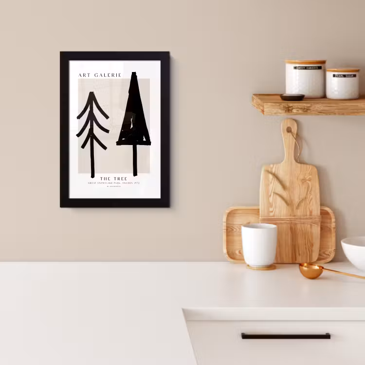Poster met lijst - Bomen - Kerst - Zwart - Feest — 2
