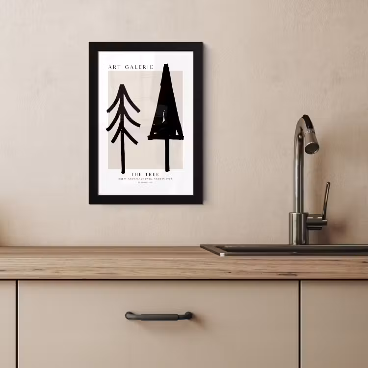Poster met lijst - Bomen - Kerst - Zwart - Feest — 3