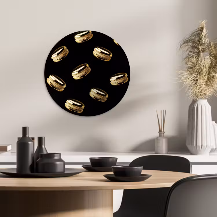 Muurcirkel - Macarons - Patroon - Goud - Zwart — 2