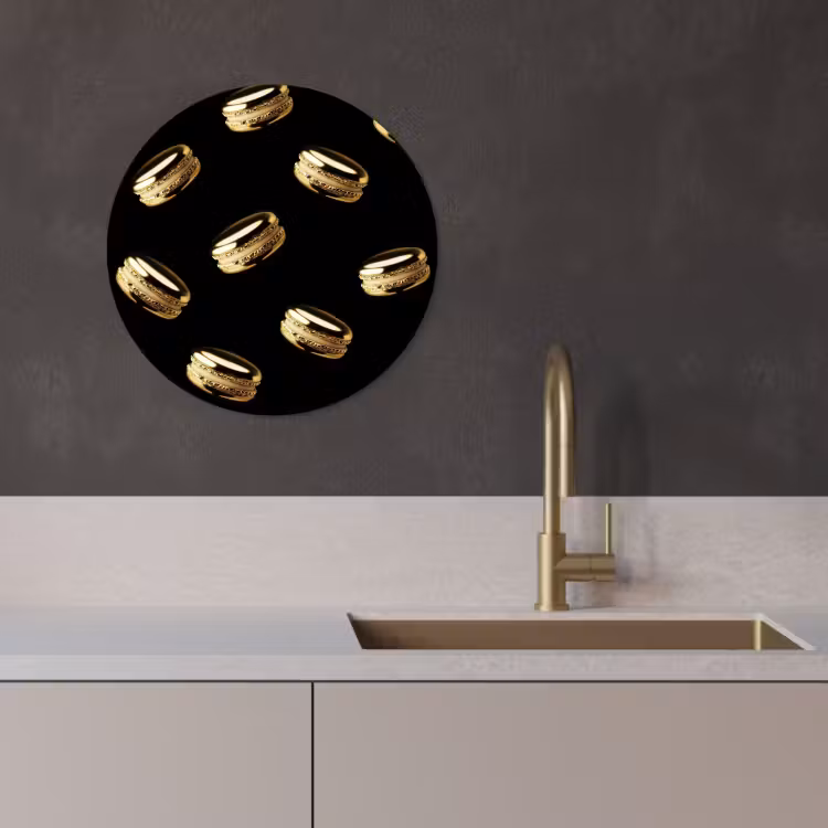 Muurcirkel - Macarons - Patroon - Goud - Zwart — 3