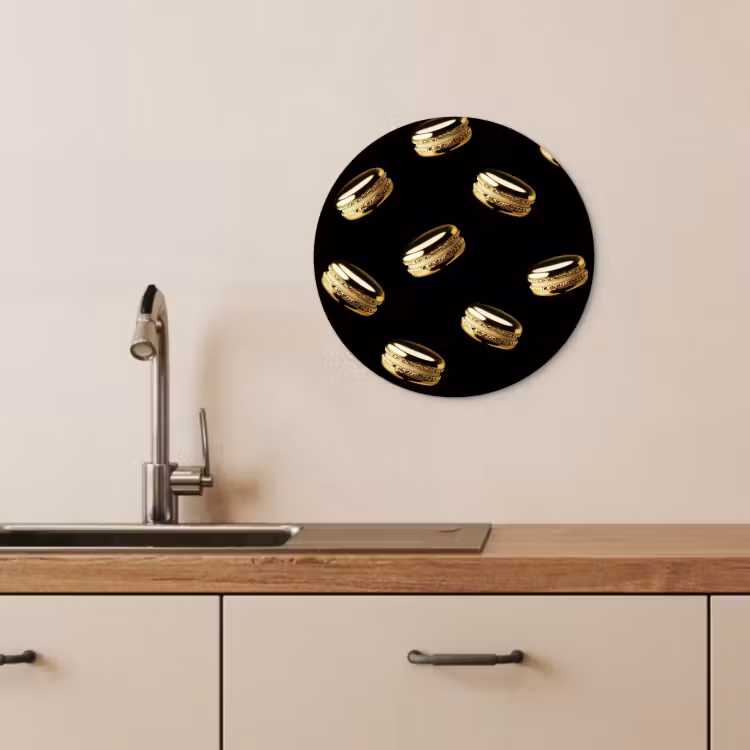 Muurcirkel - Macarons - Patroon - Goud - Zwart — 4